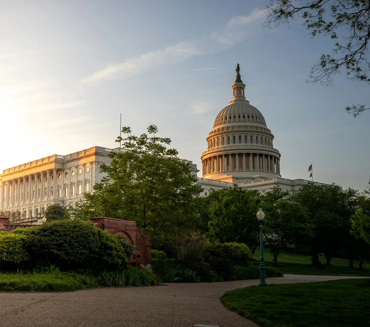 The United States Capitol at night